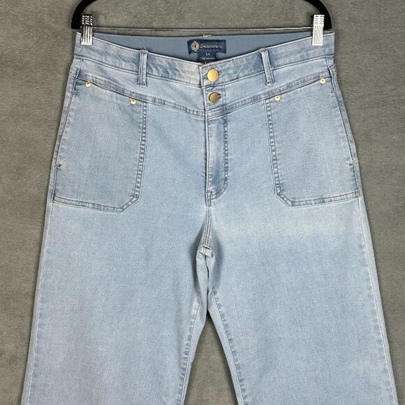 Democracy Absolution Jeans Womens 14 Blue Wide Leg Crop Raw Hem Stretch Pockets - Picture 2 of 14